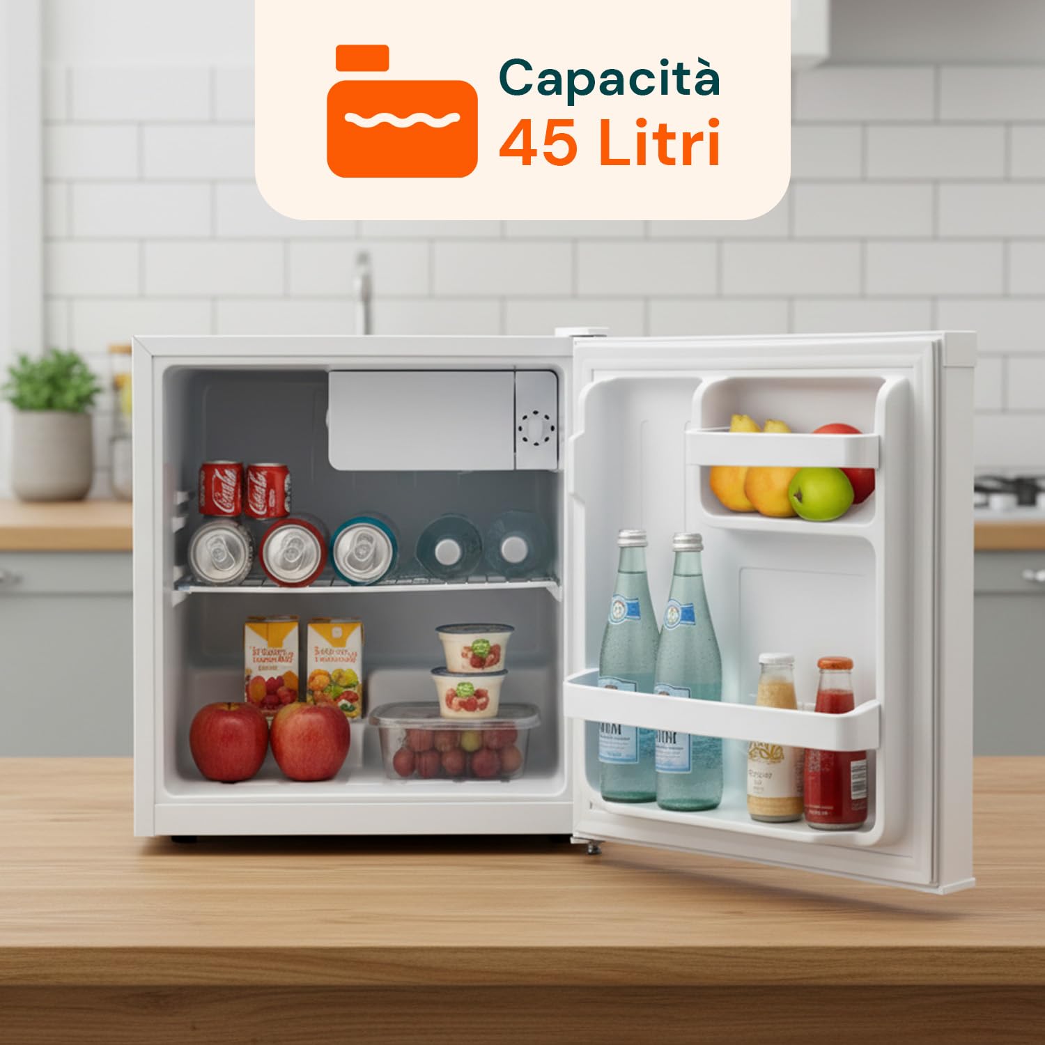 Avilia - Mini Frigo da Banco 45L con Vano Refrigerante e Porta Reversibile – Frigorifero Piccolo Compatto e Silenzioso per Ufficio, Camera o Spazi Ridotti