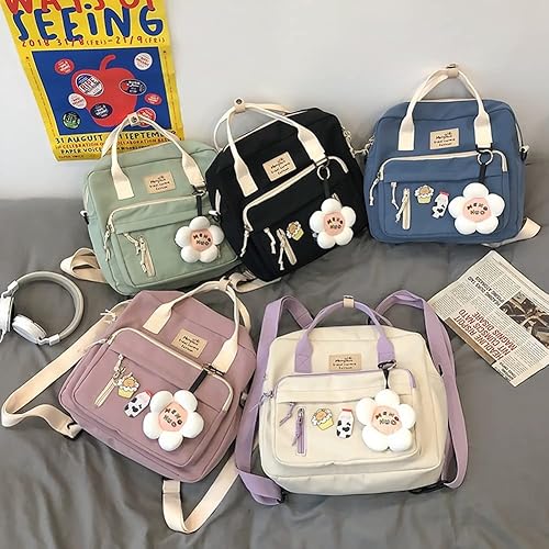 Miniatura 7 de Mochilas japonesas para niñas adolescentes para la escuela secundaria, mochila Kawaii con alfileres mochila escolar linda mochila estética, Verde