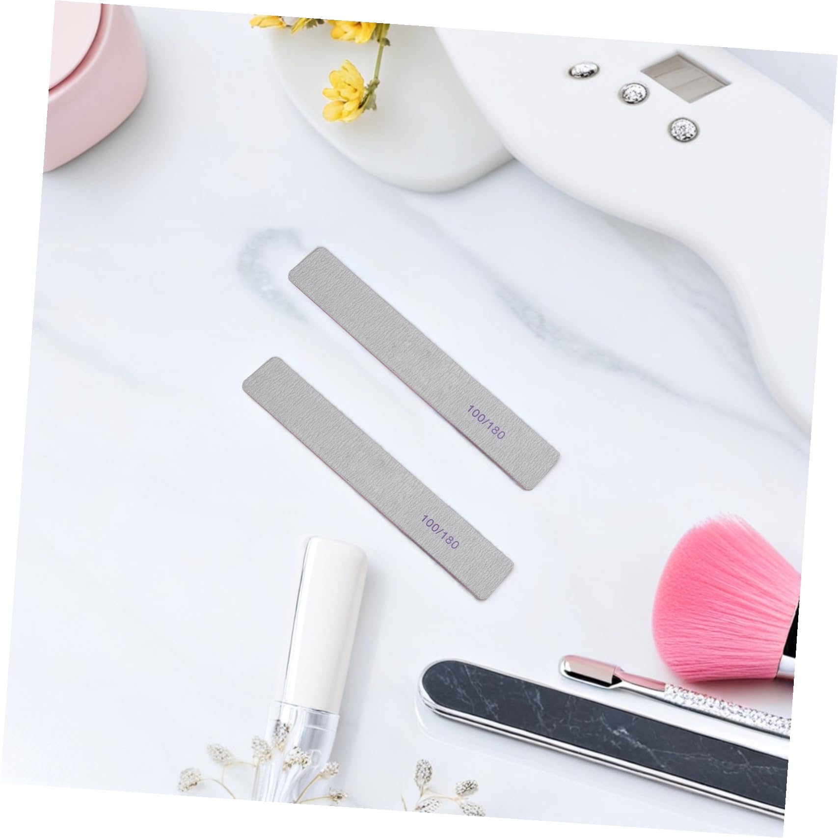 50 Pezzi Lima per Unghie 100/180 Grana Abrasiva e EVA, Portatile e Flessibile per Manicure Professionale su Unghie Naturali e Acriliche