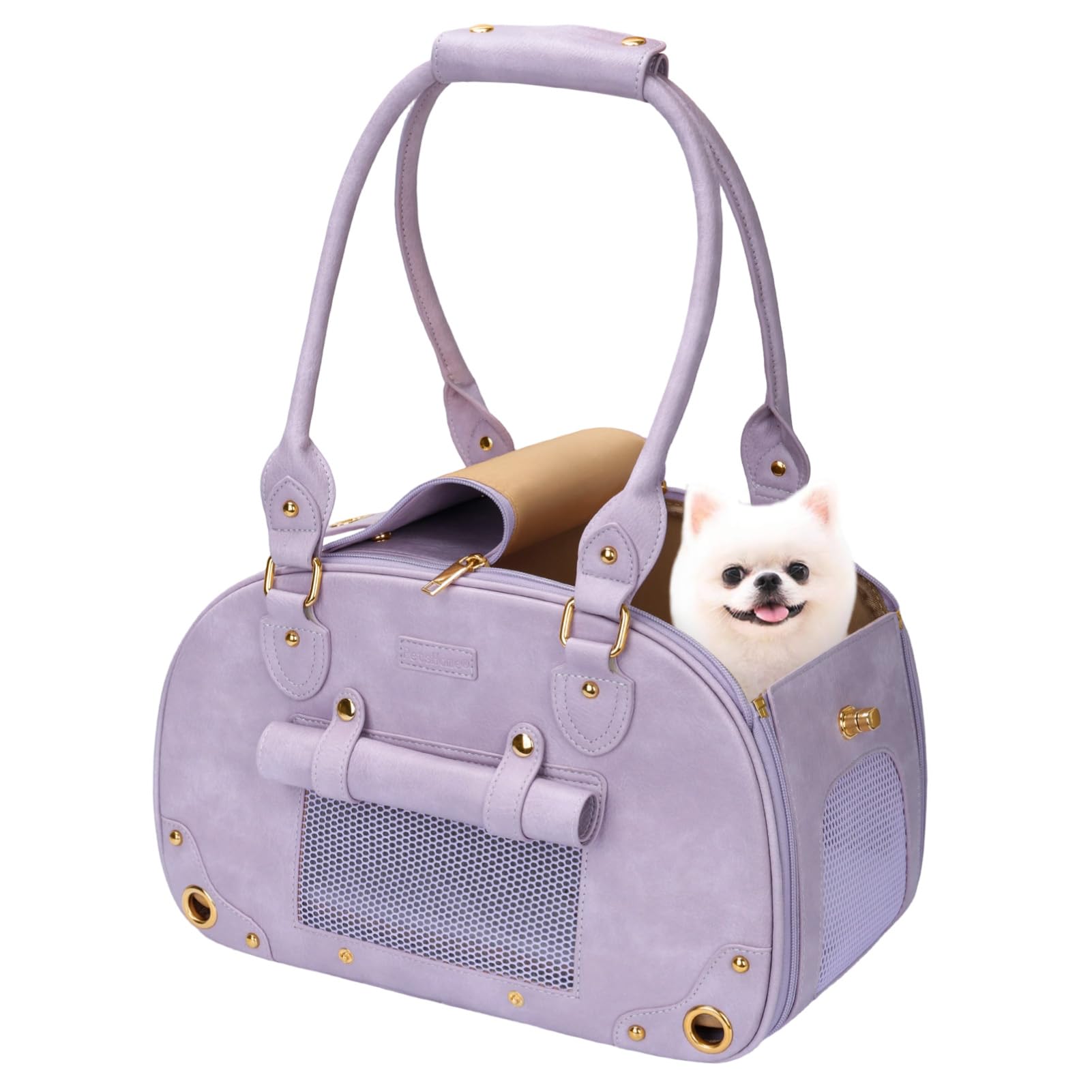 PetsHome Dog Carrier Purse, Pet Bag, Waterproof Premium Leather Pet Travel Portable Bags for Cat and Small Dog Home & Outdoor Small Purple