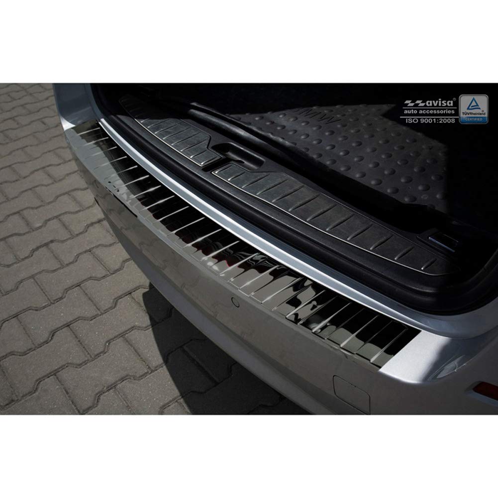 Avisa 2/51016 czarne lusterko ze stali nierdzewnej ochraniacz na zderzak tylny BMW seria 5 F11 Touring 2010-2016 'Ribs', chrom