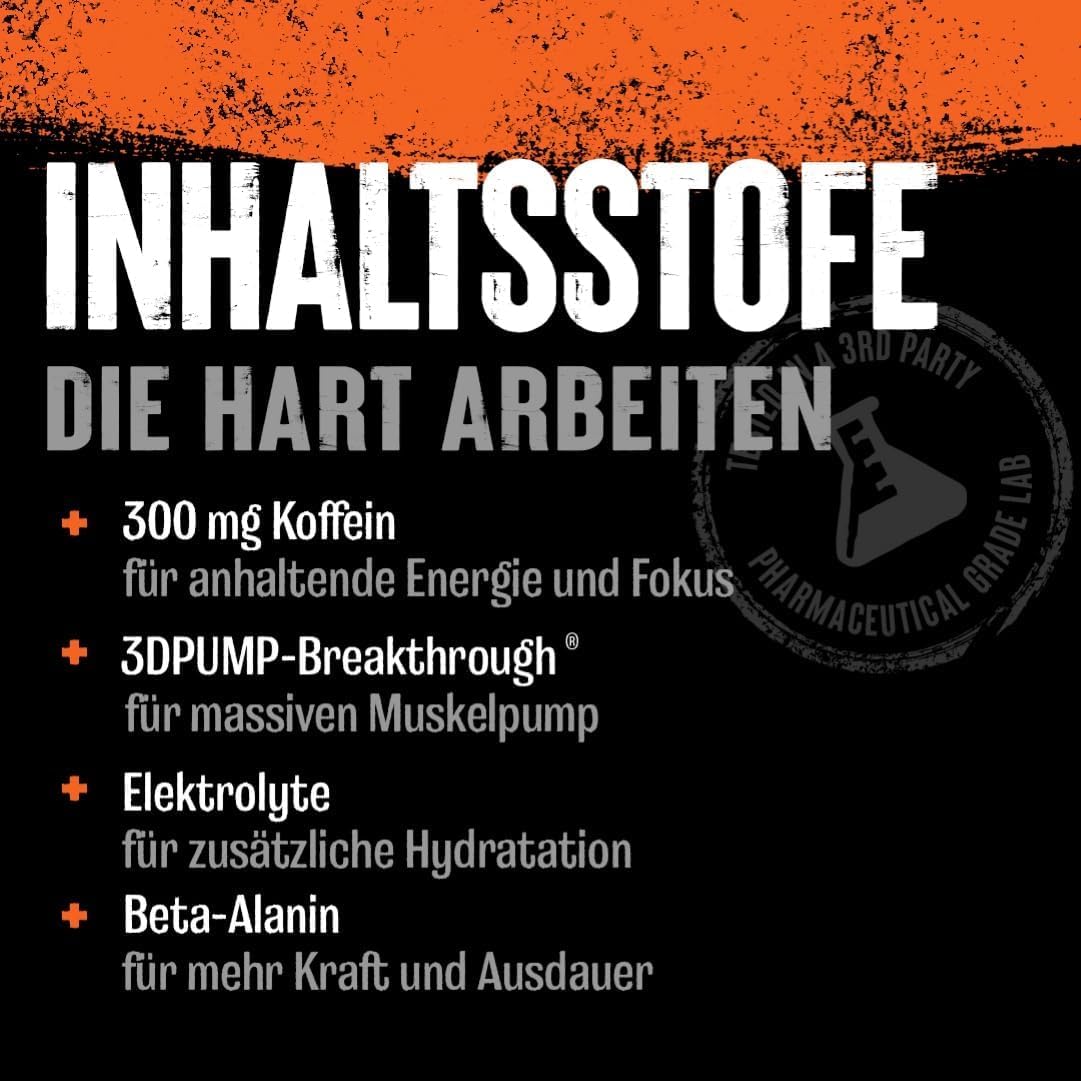 ANIMAL Primal Pre Workout Strawberry Watermelon – Trainingsbooster mit 300 mg Koffein, 3DPUMP, Elektrolyten & Beta-Alanin – Pre Workout Pulver für Energie, Pump & Fokus – Zuckerfrei – 507,5 g