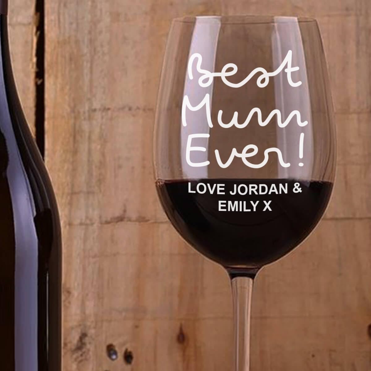 BGExpress Engraved Personalised Wine Glass Gifts for Her Best Mum Ever Design Gifts for Mother's Day Mum
