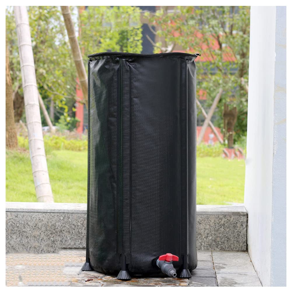 Regenwasserfass, DIY Bausatz, Tragbar Regenwassertank, Plastik Draussen Heim Zisterne Tank, Mit Filter Hahn Überlauf-Kit,Schwarz,100L/40 * 78CM