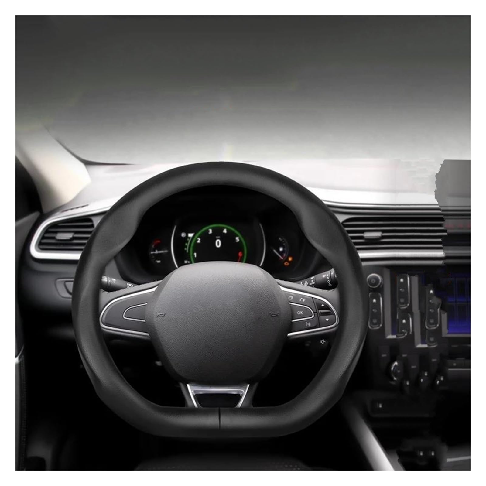 Volante Automóvil Funda Volante Redonda D para Megane para Scenic para Clio para Trafic para Kangoo para Captur para Laguna para Twingo para Duster Protector Volante Coche(Black C O)