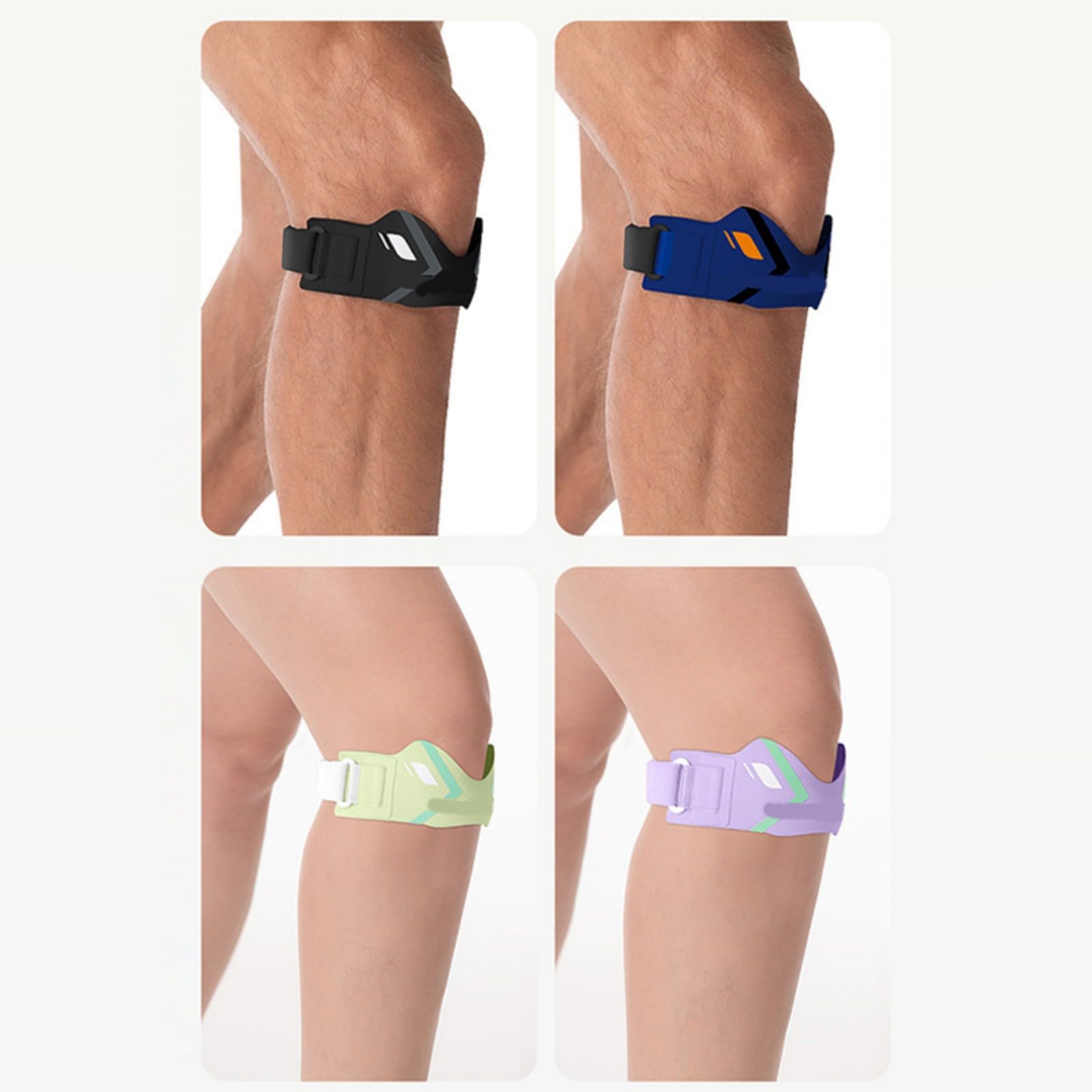 Genouillère invisible confortable avec sangle stabilisatrice, compression réglable