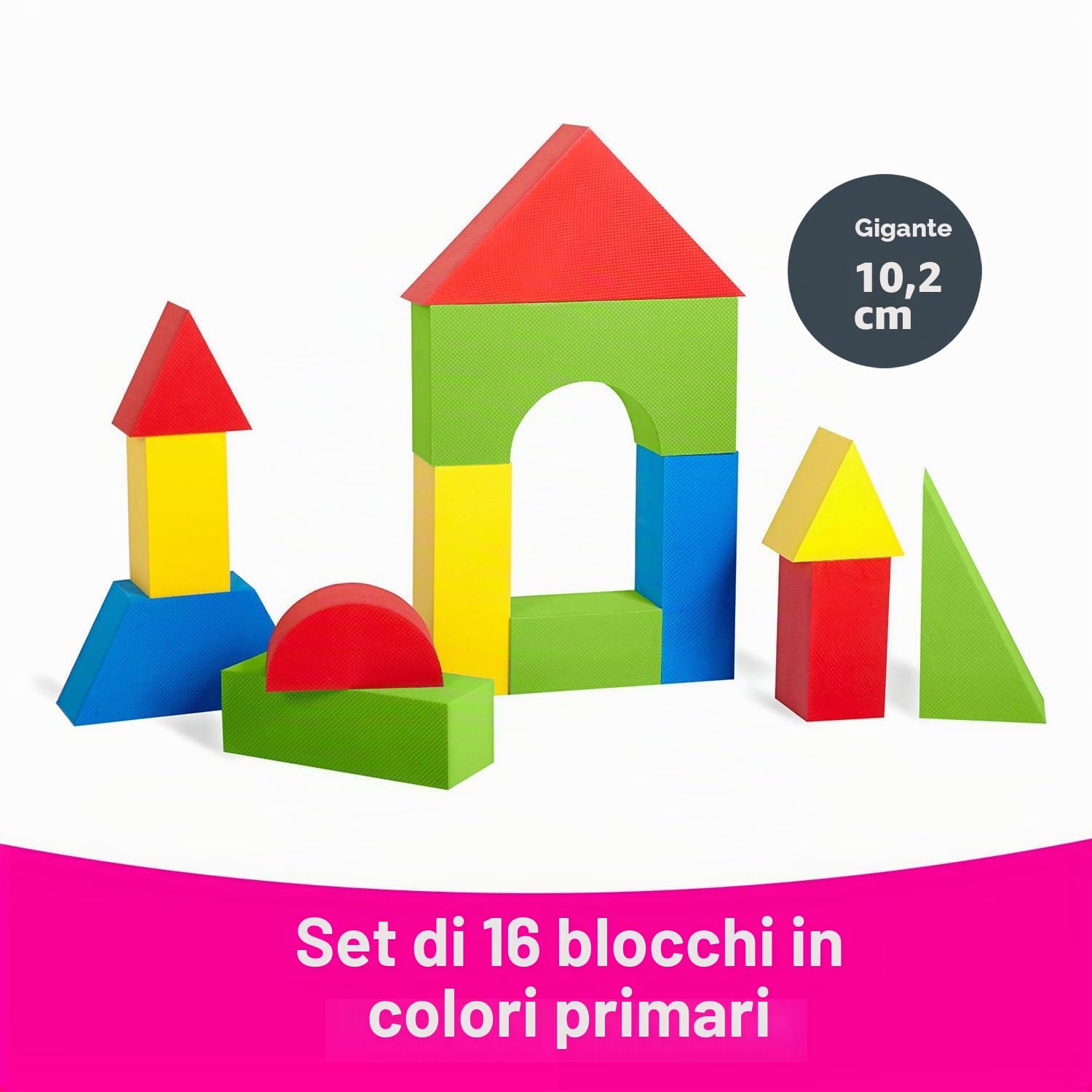 Edushape - Blocchi leggeri in schiuma e set di costruzione, 16 pezzi, dimensione: gigante, colore: Multicolore