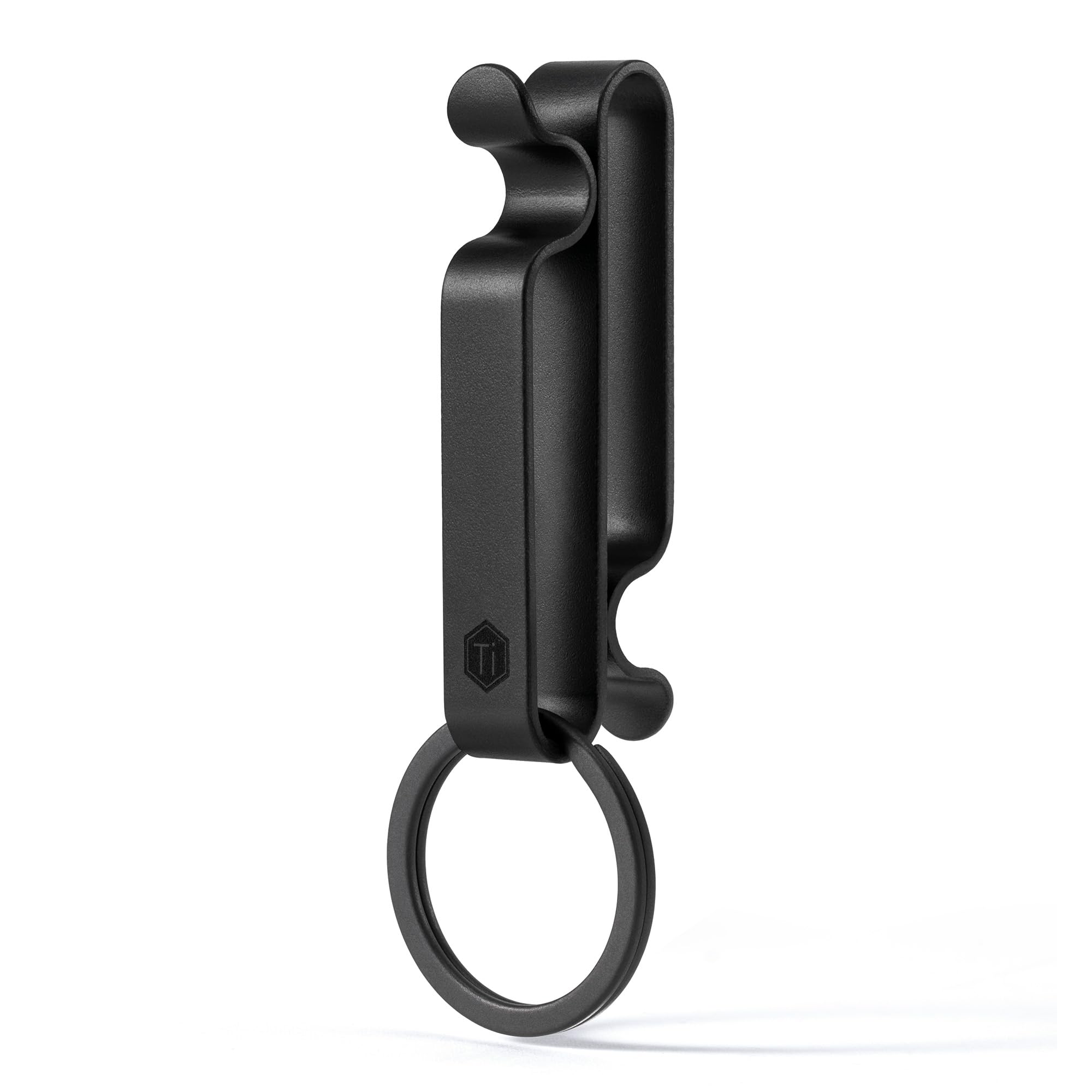 Keyunity Pvd Black Km00 Titanium Belt Loop Keychain Clip Double Side Quick Release Key Holder With Detachable Key Ring (Pvd Black)