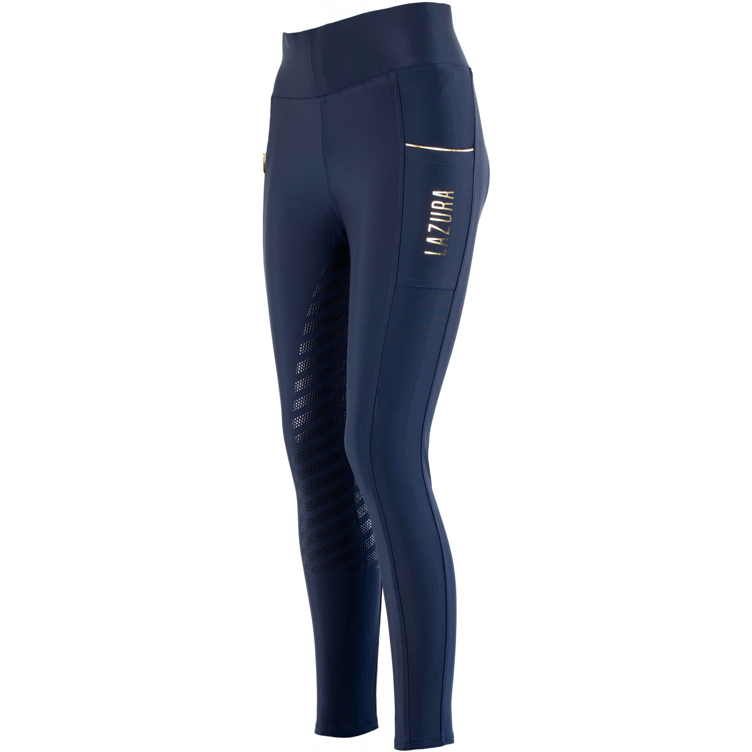 Lazura - Reitleggings für Damen Fenja | Vollbesatz aus Silikon | Reithose mit 2 seitlichen Handytaschen | Vollbesatzreithose in Navy | Reitbekleidung in Größe 36/38 | Vollbesatz aus Silikon – Reithose mit 2 seitlichen Handytaschen – Vollbesatzreithose – R