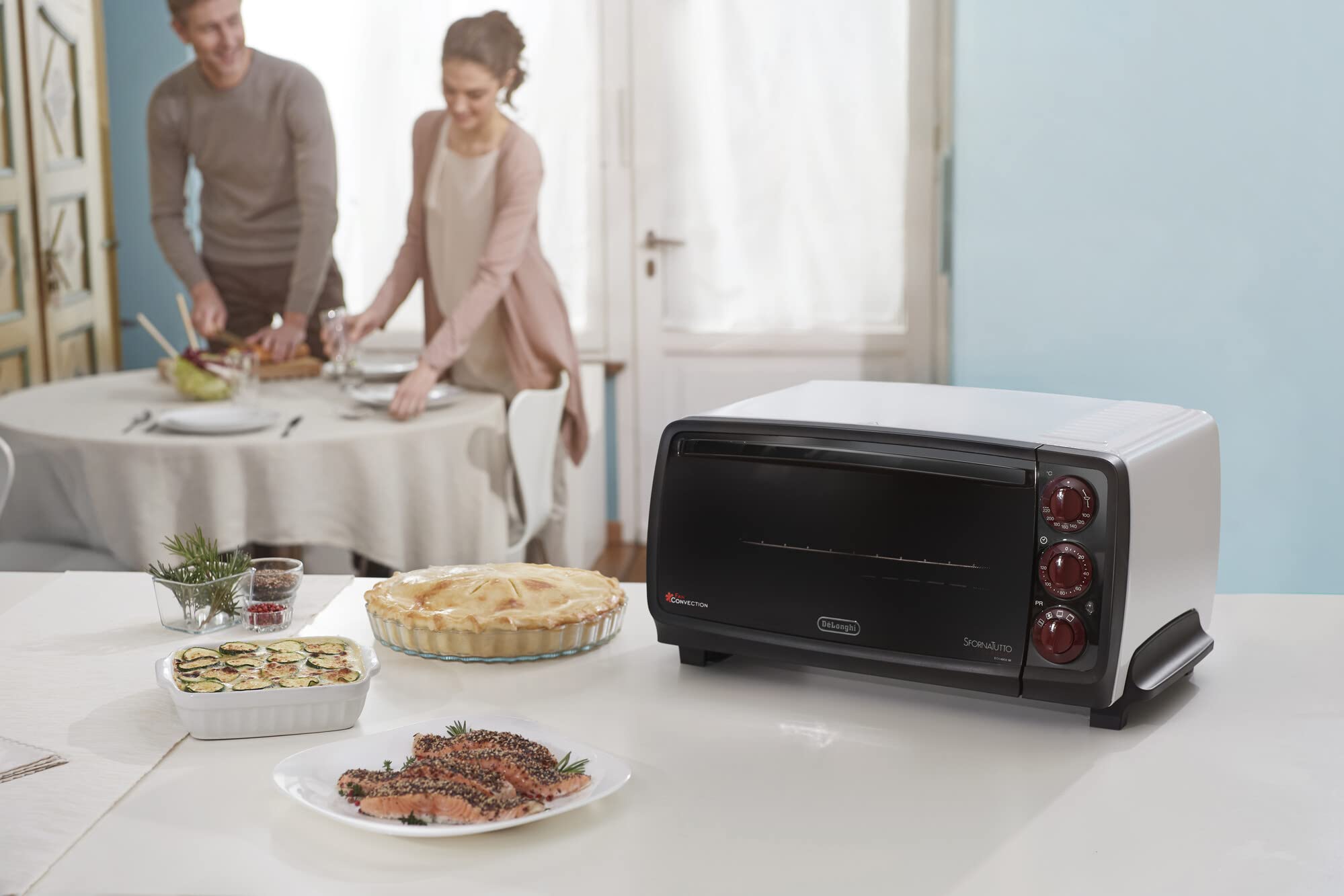 De'Longhi EO14902.W Sfornatutto Forno elettrico 14L, 5 funkcji, termostat, timer, czarno-biały 52x41x26cm