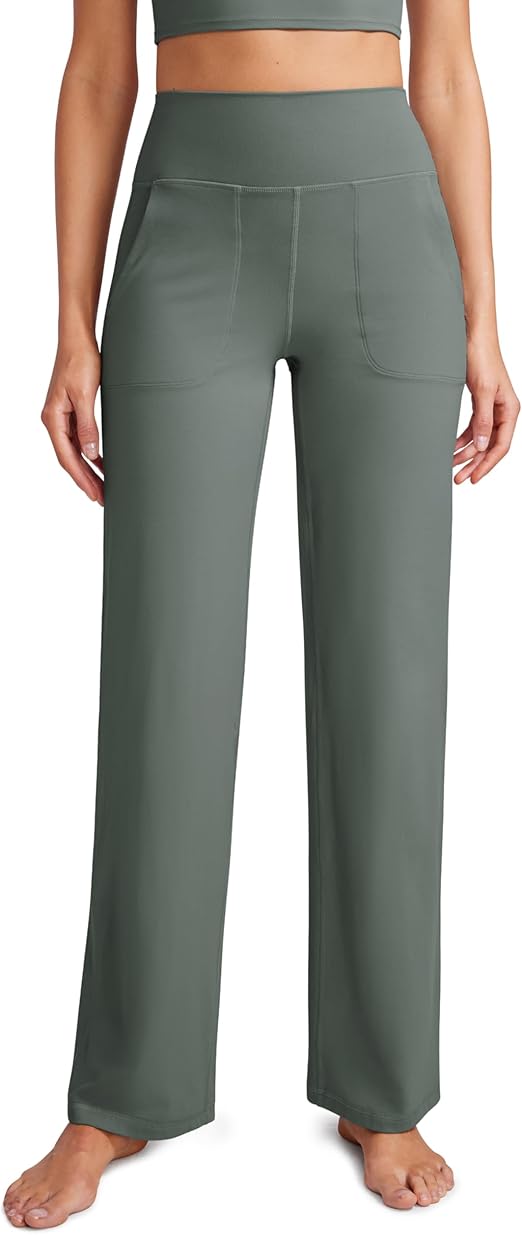 CRZ YOGA Womens Butterluxe High Waist Wide Leg Pants with Pockets 31" - Buttery Soft Comfy Casual Yoga Lounge