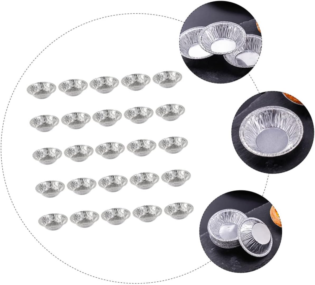 400pcs Foil Tart High-temperature Baking Trays Non-stick Pudding Tins for Cakes Muffins and Pastries for Parties and Gatherings