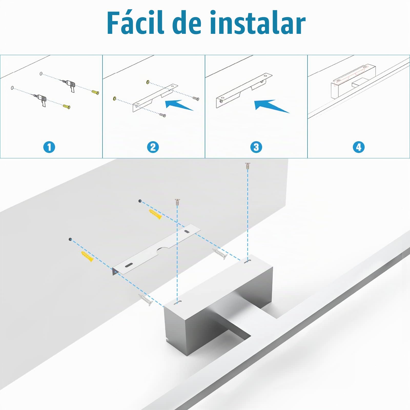 NIORSUN Lámpara LED Para Espejo de Baño, 18W 80cm, 1800 Lm, Atenuación Libre 3000K - 6000K, Regulable Con Mando a Distancia, Acero Inoxidable, Aplique Impermeable IP44