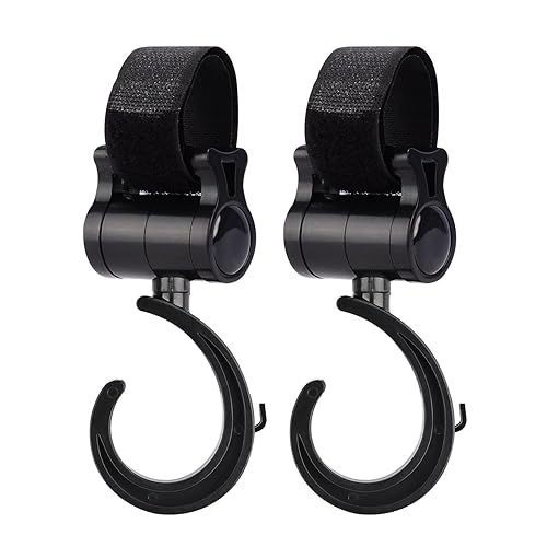 supregear Ganchos para cochecito, paquete de 2 soportes multiusos para cochecito, accesorio para asistente de cochecito para pañales, ropa,