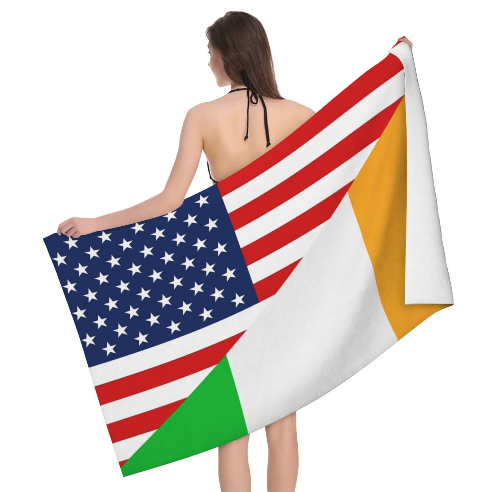 HLBSDM Microfiber America Flag and Irish Flag Beach Towel Quick Dry Soft Sand Free Beach Towels for Pool Swim Beach Lightweight Thin Towels