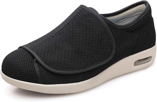 DENACARE Zapatos anchos para mujer con cierre ajustable, ligeros para diabéticos, fascitis plantar, juanetes, artritis, pies hinchados, -SW2