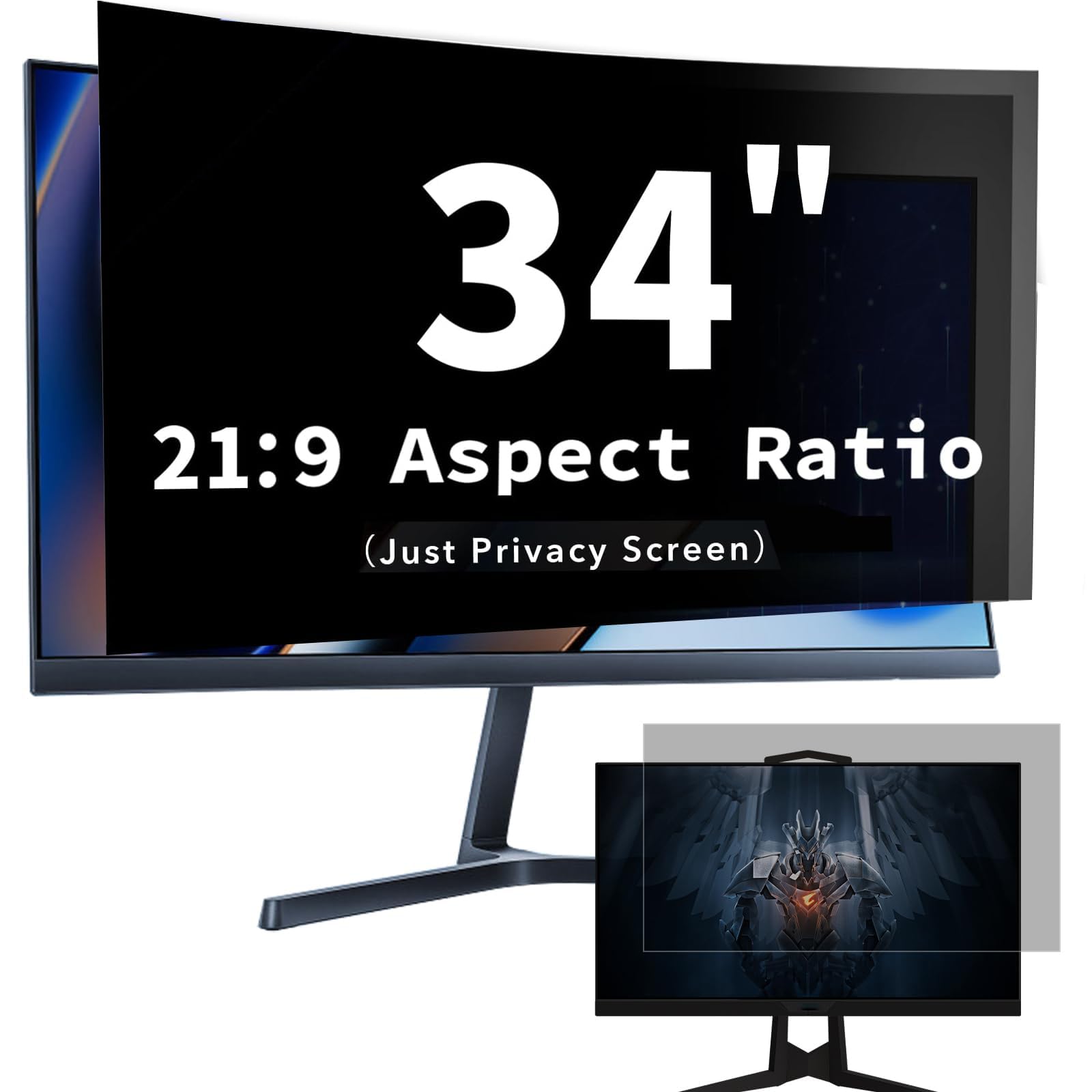 NAQIDY 34 inch Curved Computer Privacy Screen Filter for 21:9 Widescreen Monitor, Anti Glare Blue Light Filter, Anti-Scratch Computer Monitor Privacy Shield, Removable Computer Privacy Screen Protector Film