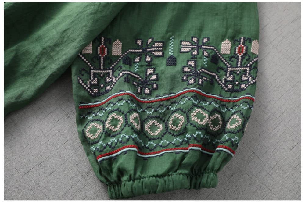 MIDJ Oberteile Damen Sommer,Damen Leinenbluse Boho Stickerei Sommer Kurzarm Hemden Rot Rundhals Basic Oberteile Lässige Elegante Bluse T-Shirt Lockere Bluse Tunika Sweatshirt Oberteile Für Frauen