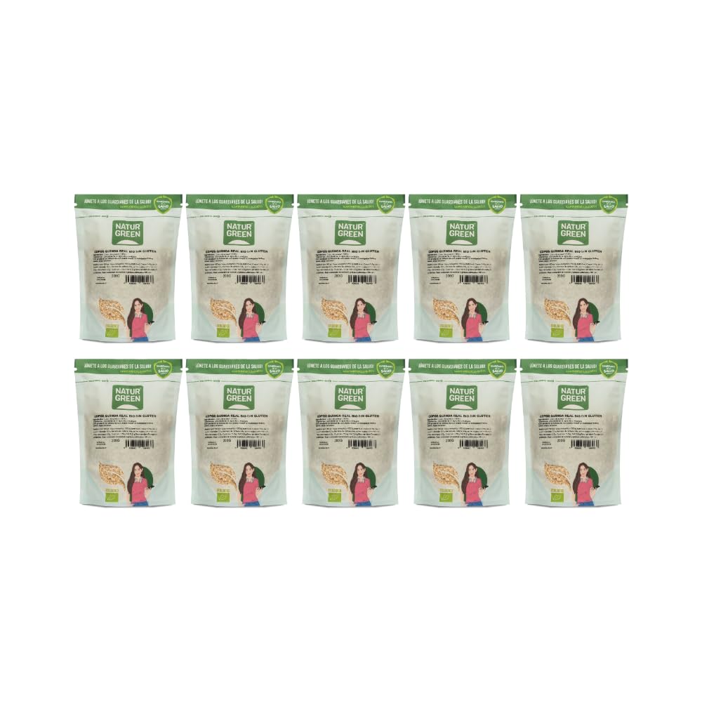 NaturGreen - Copos de Quinoa Real, Granos Quinoa Bio, Sin Gluten, Rica en Poteínas, Vitaminas B, C y E - 200 g