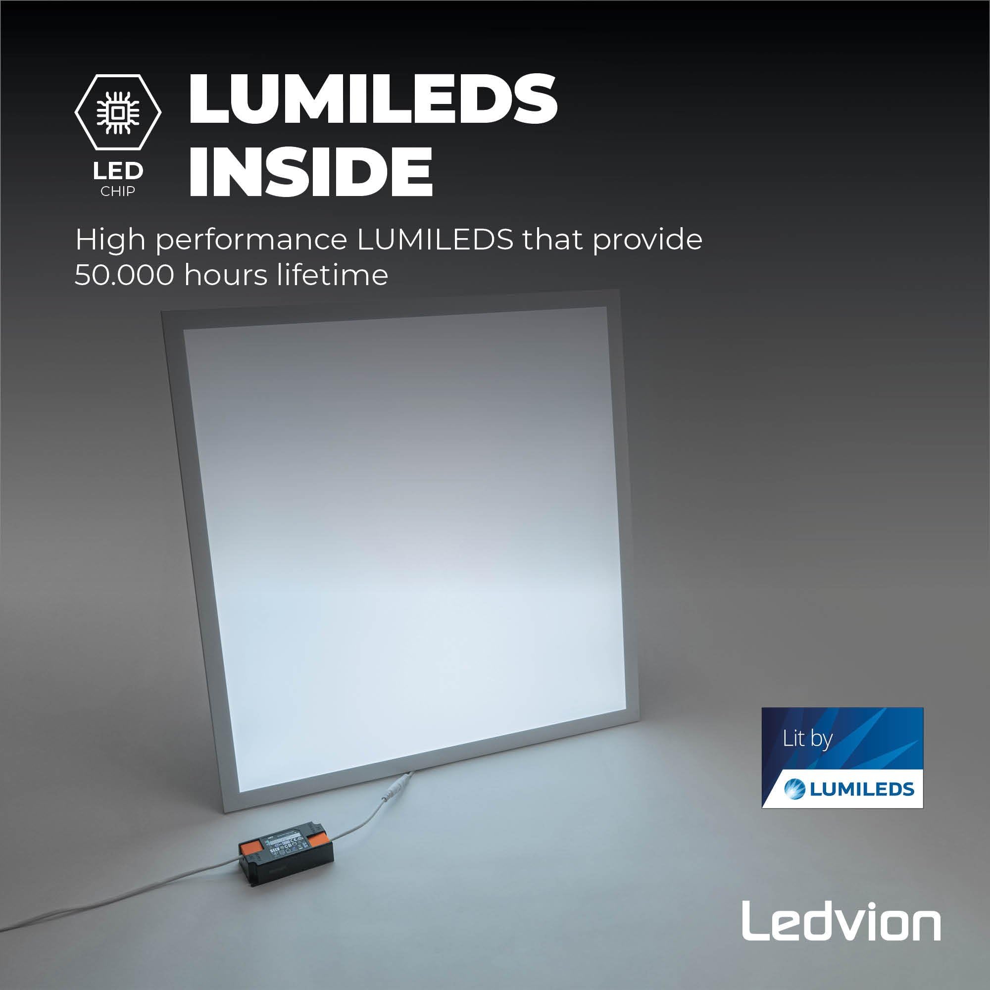 Ledvion - Pannello LED, 60x60, 36W, 6500K, 4000 Lumen, Apparecchio da Incasso per Soffitto a Griglia, Inclusi driver LED e connettore rapido