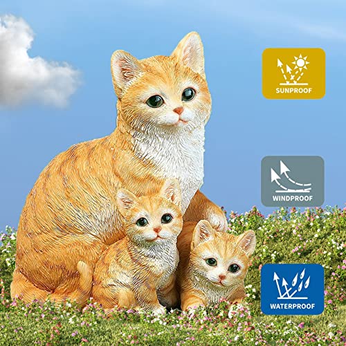 Gojoamoy Precious Mama Cat And Kitten Figurine, Funny Cat Statue Outdoor Decor For Patio Lawn Yard, Flower Bed Onament Art Kitty Sculpture #TOP5