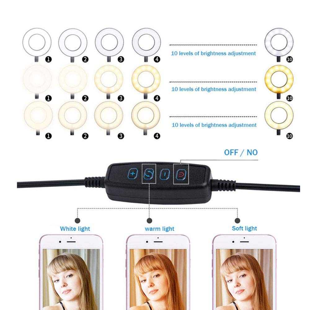 Luce ad Anello da 10 Pollici con Supporto per treppiede Supporto per Cellulare Dimmerabile Luce ad Anello per Fotocamera a LED per Trucco Live Streaming Fotografia Video Youtube 3 modalità