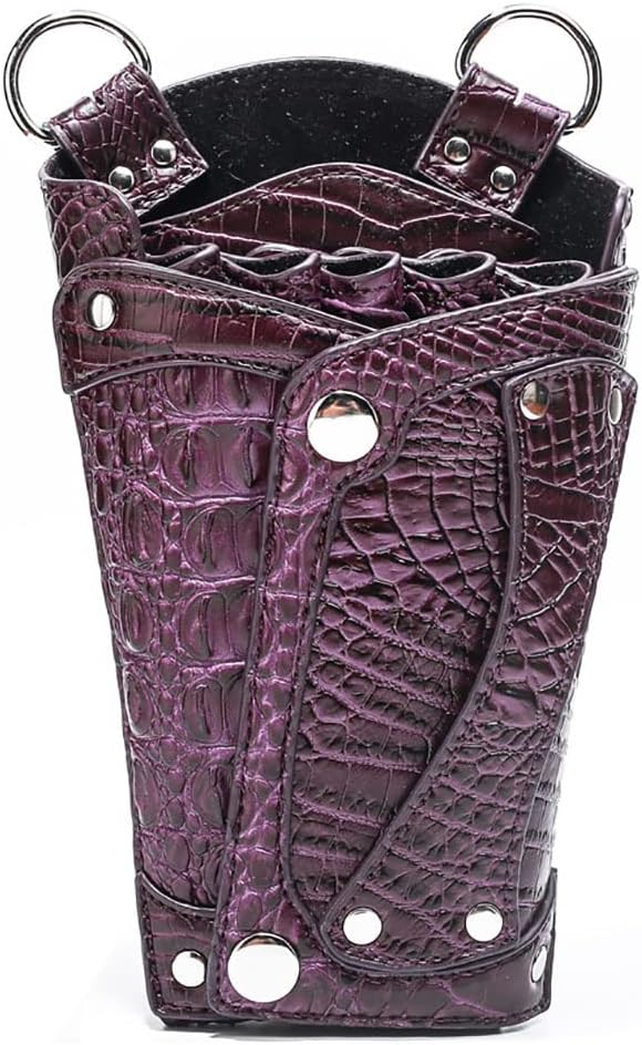 barber waist pouch, Pu Leather Salon Hair Stylist Barber Scissors Shear Hairdressing Waist Holder Case Bag(Purple)