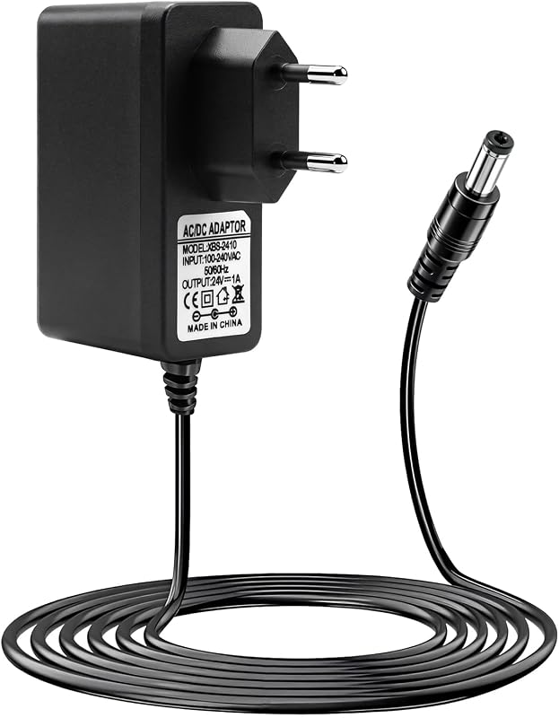 Alimentador 24V 1A 24W AC/DC, Adaptador de Corriente 100-240V con Conector 5.5×2.1 mm, Fuente de Alimentación Estable para Tiras LED, Cámaras CCTV, Routers, Lámparas y Dispositivos Electrónicos