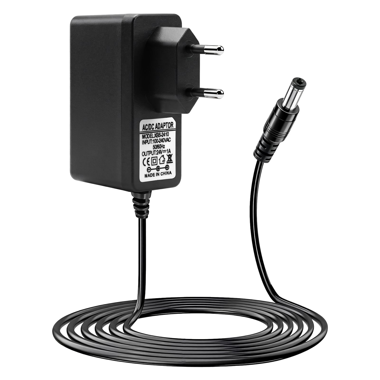 Alimentador 24V 1A 24W AC/DC, Adaptador de Corriente 100-240V con Conector 5.5×2.1 mm, Fuente de Alimentación Estable para Tiras LED, Cámaras CCTV, Routers, Lámparas y Dispositivos Electrónicos