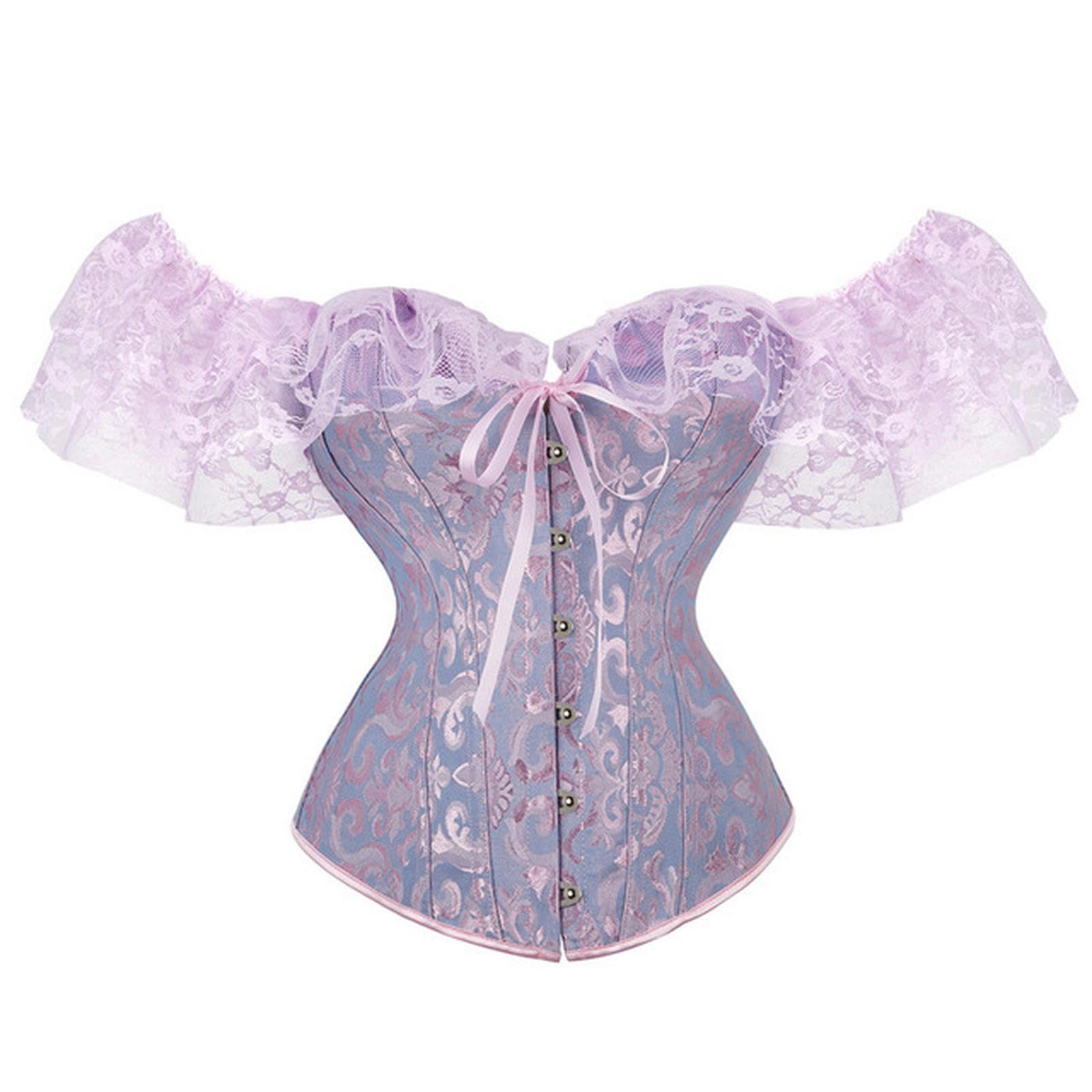 Corset à manches courtes col bateau pour femme haut court M