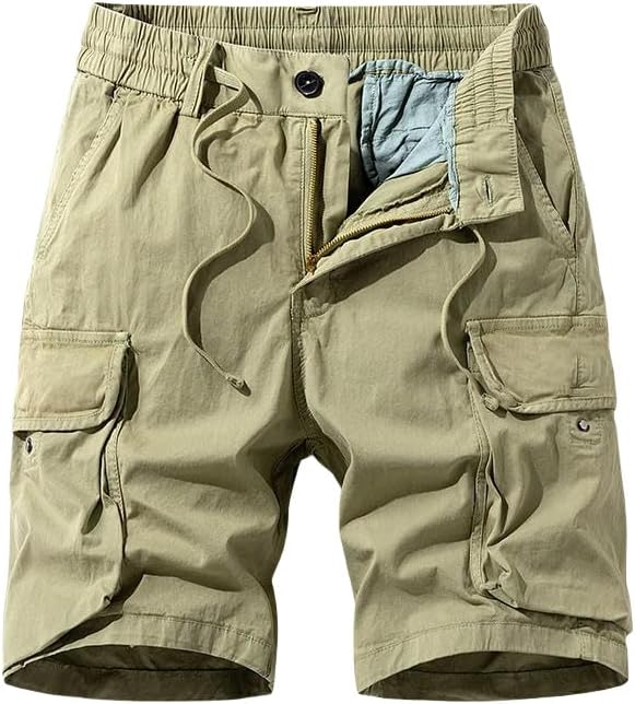 Men's Summer Cotton Cargo Shorts Multi Pocket Solid Tactical-Style Outdoor Breathable