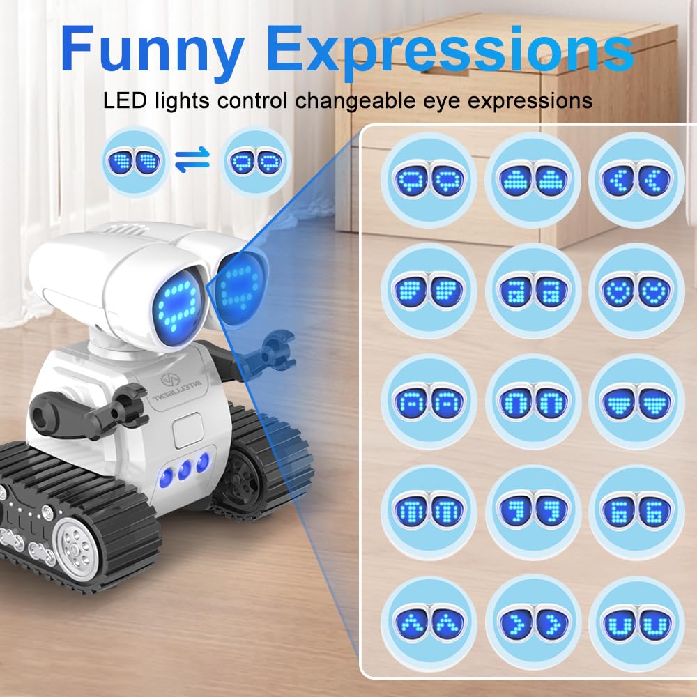 Robot Telecomandato per Bambini, con Occhi a Led, Funzione Interfono, Canto e Danza Robotica Programmabile Ricaricabile,Giocattoli Educativi Precoci Intelligenti Regalo per Bambini dai 3+ Anni
