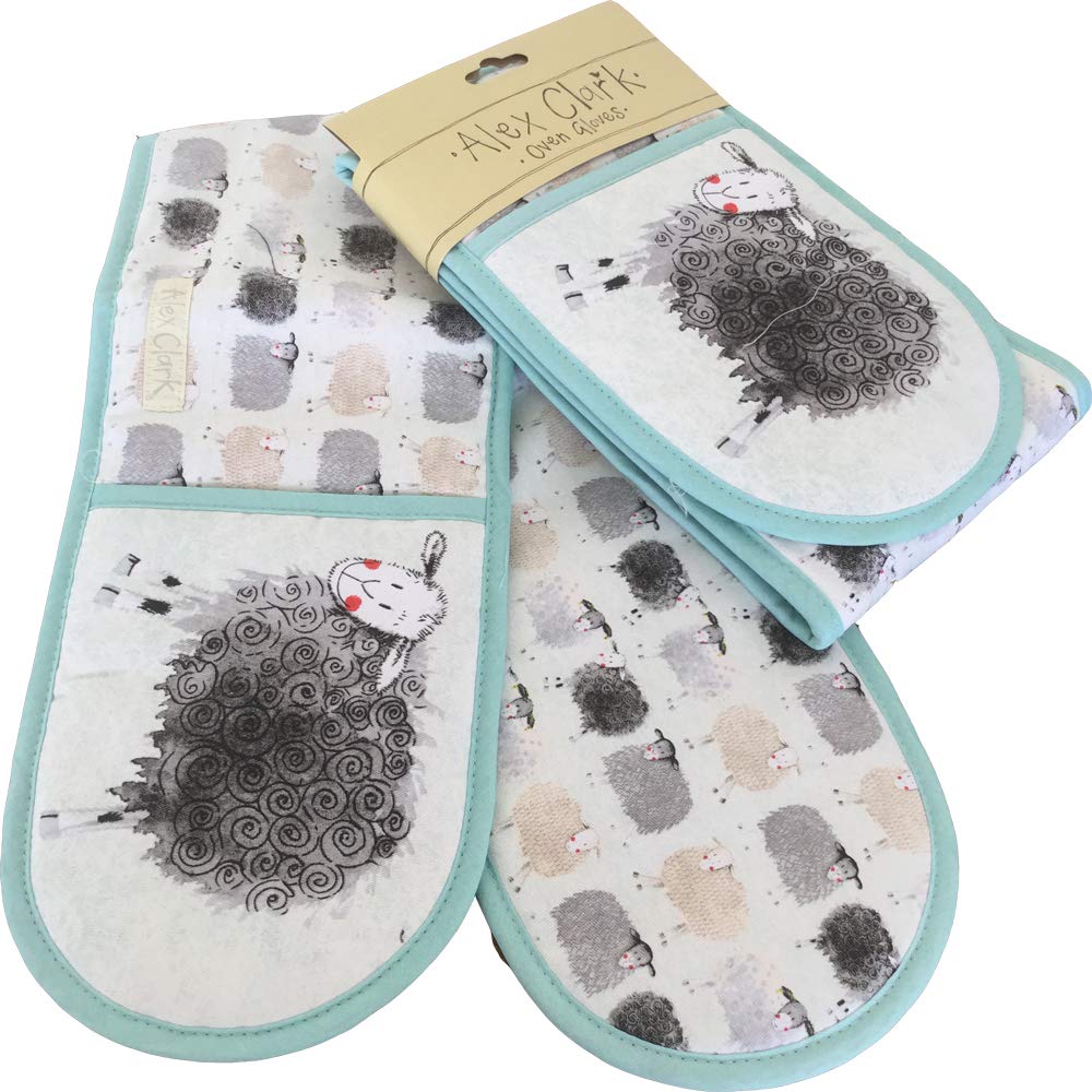 Alex Clark Multicolor Sheep Double Oven Gloves - 100% Cotton - Baking - Cooking - Kitchen Accessory