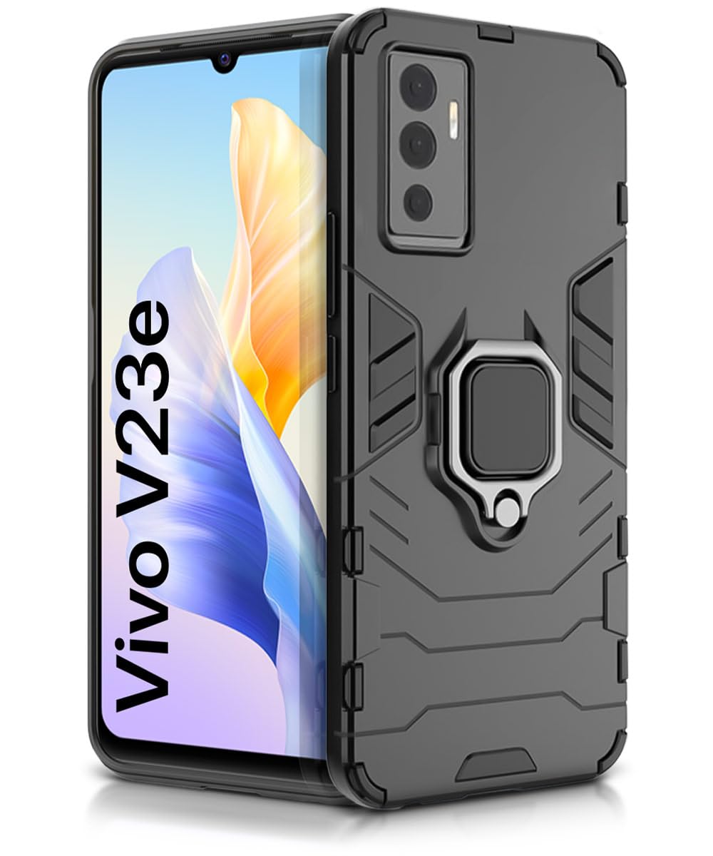 WOW IMAGINE Vivo V23E 5G | Vivo Y75 4G Tough Armor Bumper Back Case Cover | Ring Holder & Kickstand in-Built | Excellent 360 Degree Protection (Carbon Black) (B09VDKB2KJ) Amazon Price History, Amazon Price Tracker