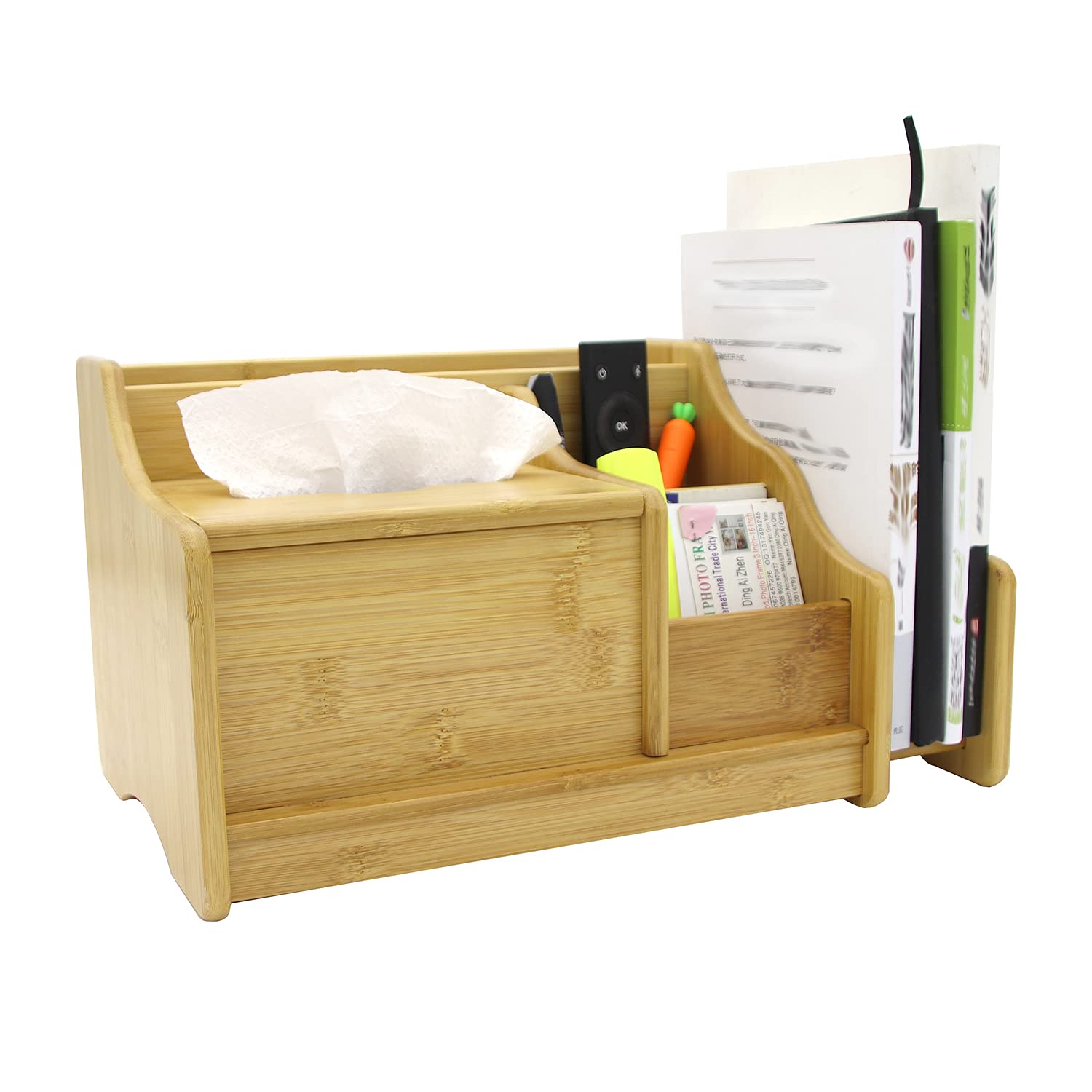 Buy Bamboo Desktop Organizer Office Supplies op Storage Cabinet Stepped ...