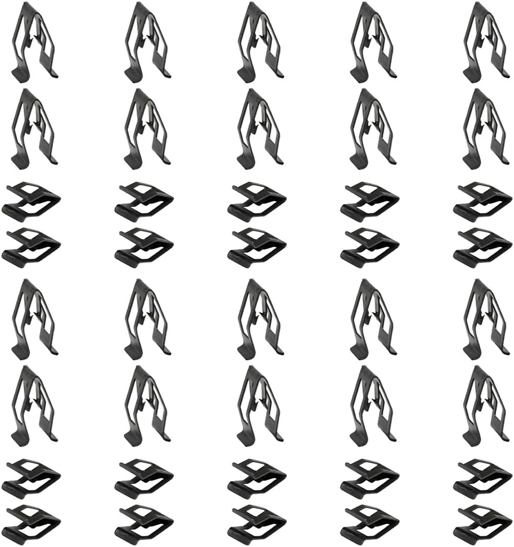 20PCS Car Metal Retainer Clips, Front Console Dashboard Metal Retainer, Car Console Trim Retainer Clip, Automotive Universal Dashboard Retainer Replacement Interior Accessories (Black)