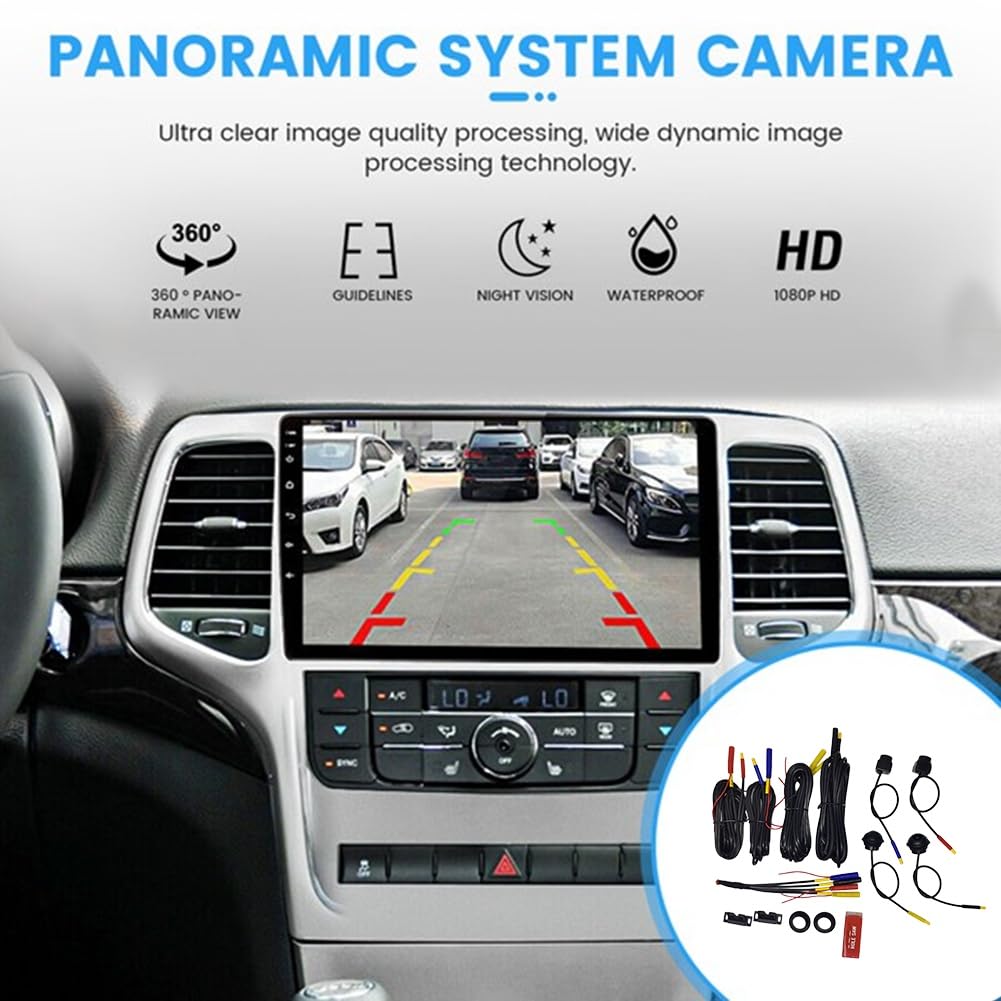 Caméra de Voiture à 360 degrés - Vision panoramique - AHD 1080P - Caméra embarquée pour, Gauche, Droite, Dashcam pour système d'autoradio Android