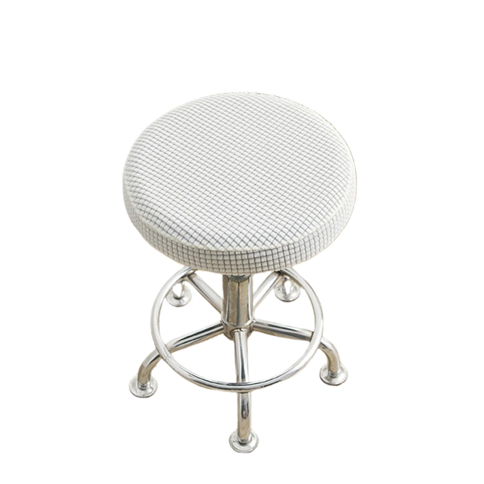 GUYIRT Round Stool Cover, Round Bar Stool Cover Soft Stretch Bar Stool Chair Cover Dustproof Cushion Slipcover for Bar Salon-White-Set of 2