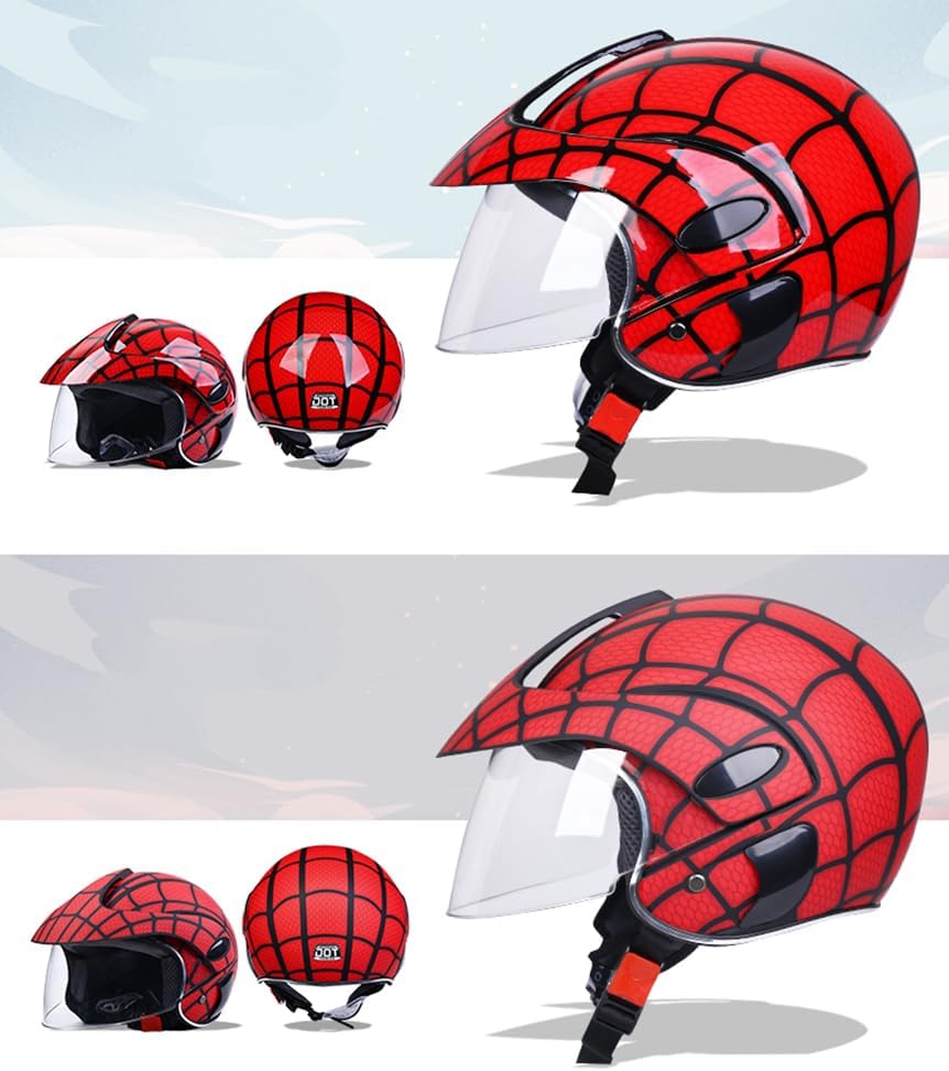Kids Cool Helmet 4-12 Years Old Boys Girls Motorcycle Half Helmet Retro Go-Kart Jet-Helmet Scooter Cruiser Moped for Youth Personality Children's Helmet Applicable to Summer DOT Approved