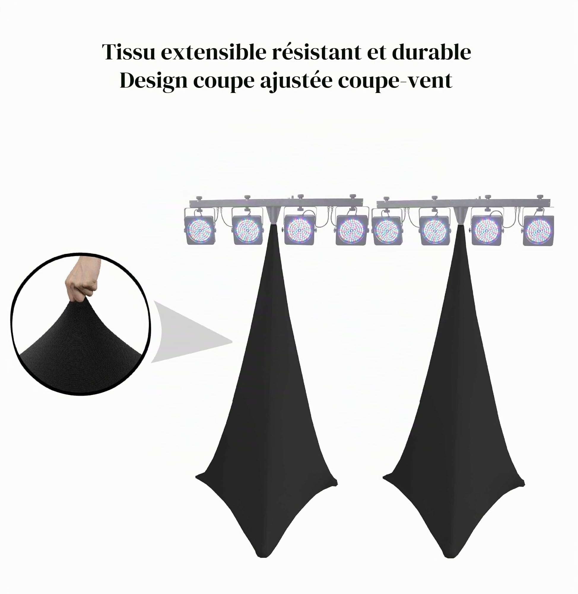 Paire de Housse XL pour trepieds de Haut-parleurs/Jeux de Lumiere en élasthanne Extensible, Housse pour trépied, Double Face … (Blanc)