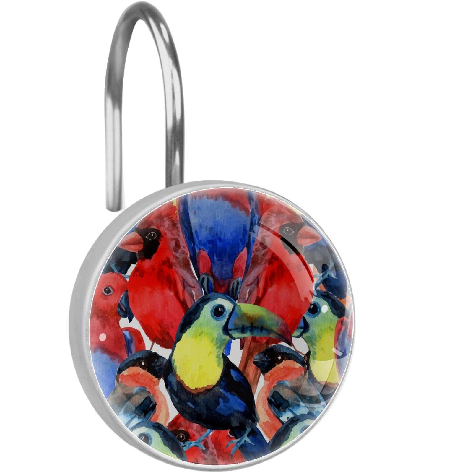 Crochets de rideau de douche en verre cristal coloré anti-rouille - Lot de 12 anneaux coulissants