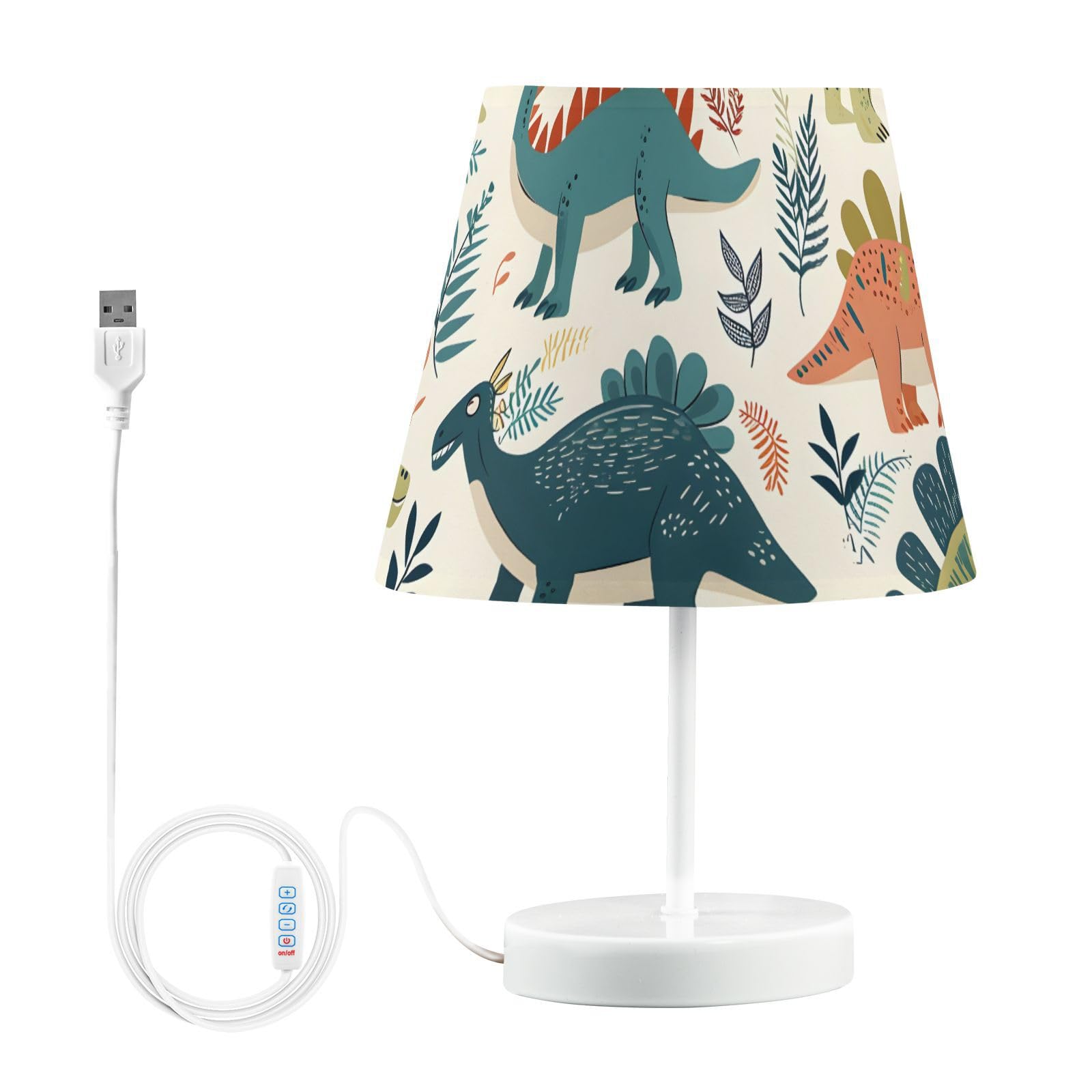 Mnsruu Lámpara de mesita de noche, dinosaurio, cocodrilo, lámpara de mesa infantil, bombillas LED, lámpara de escritorio, pantallas de tela para dormitorio, sala de estar, mediana