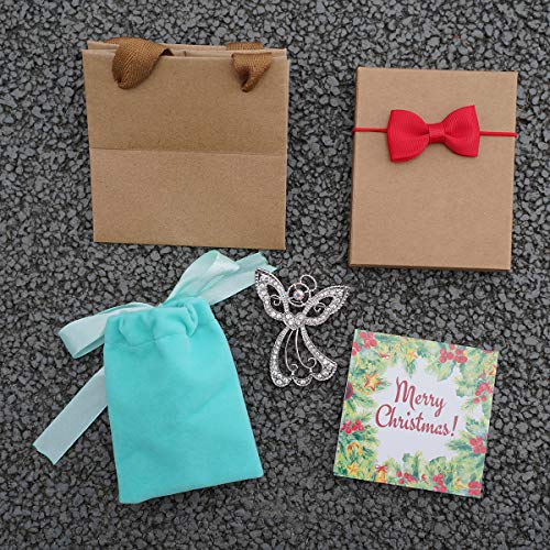 Rarelove Big Size 2.44" Vintage Angel Hollow Wing Heart Christmas Pins And Brooches Cz Crystal Embed Brooch Pin Gift For Women Girls Alloy Silver Plated #TOP4