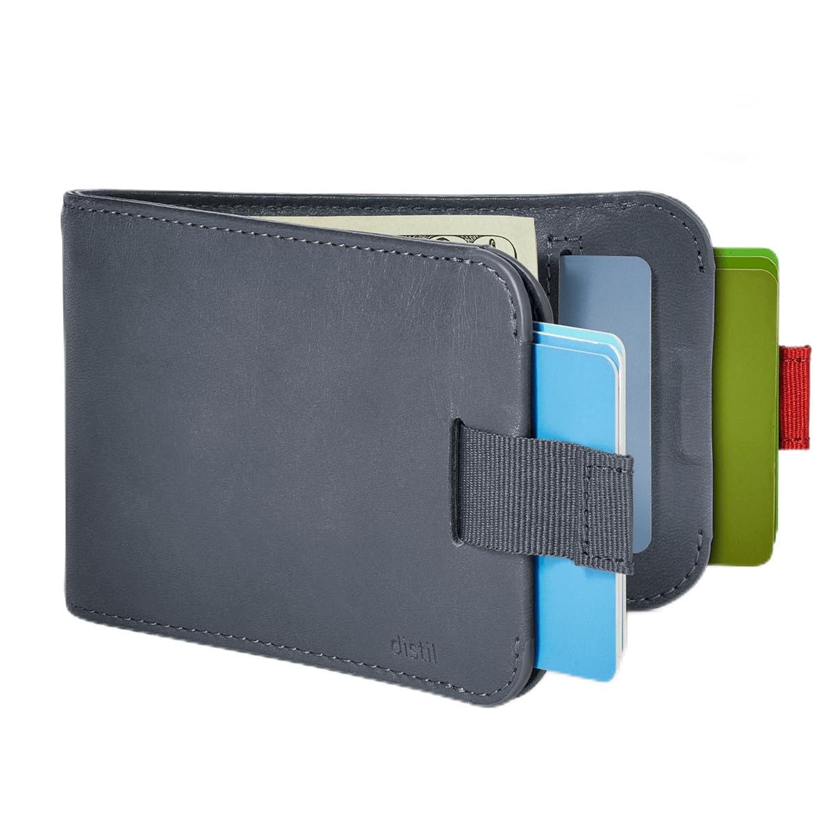 Distil UnionWally Bifold 5.0 RFID Wallet - No ID Window - Slim Bifold Wallet for Men with Money Clip, Premium Leather – Minimalist RFID Card Holder - Holds 14 Cards & 30 Bills - Navy