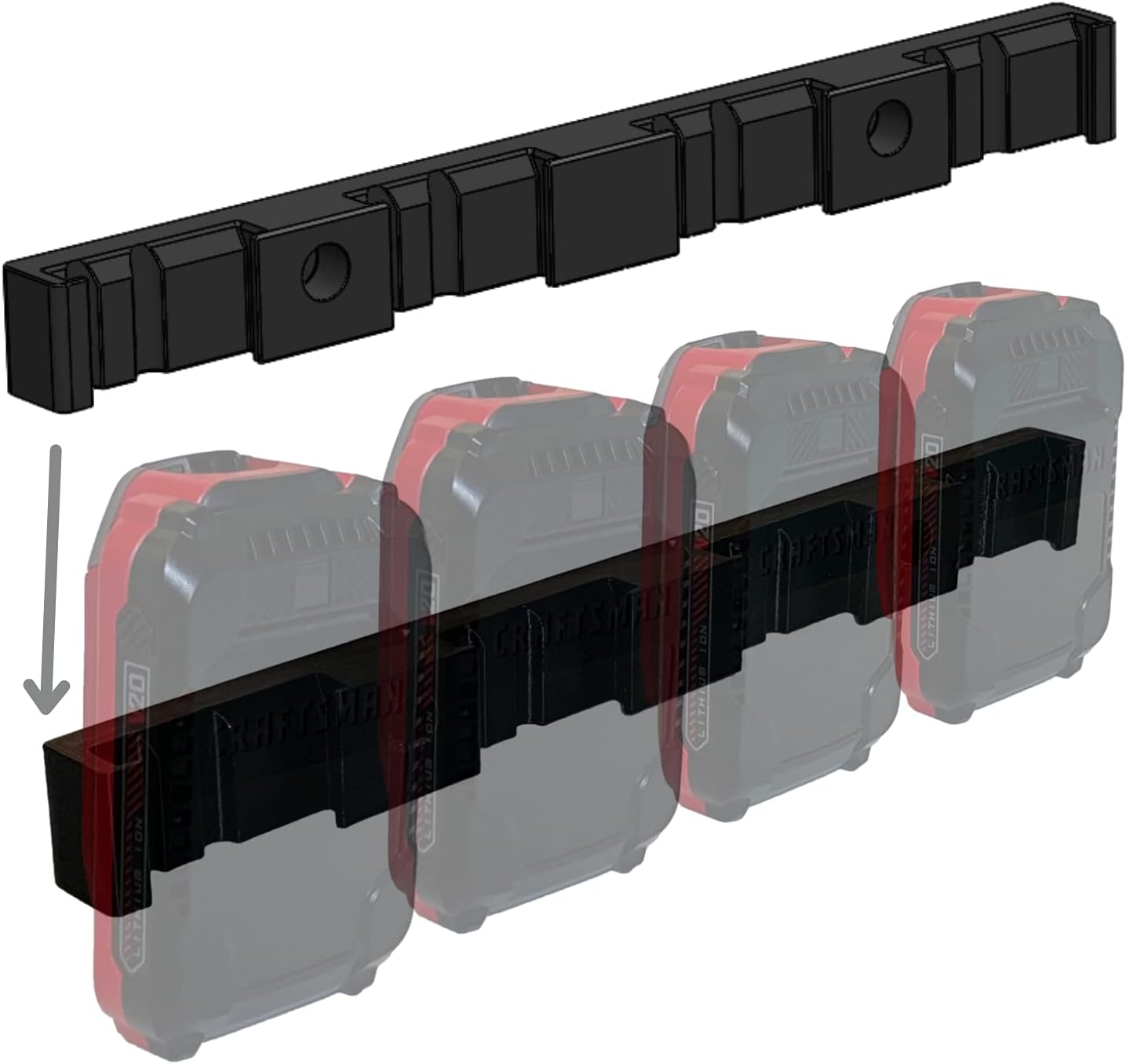 Battery Holder for Craftsman 20V | 20V Battery Holder Craftsman | Battery Storage for Craftsman | Wall Mount for Craftsman 20V Batteries (Black)