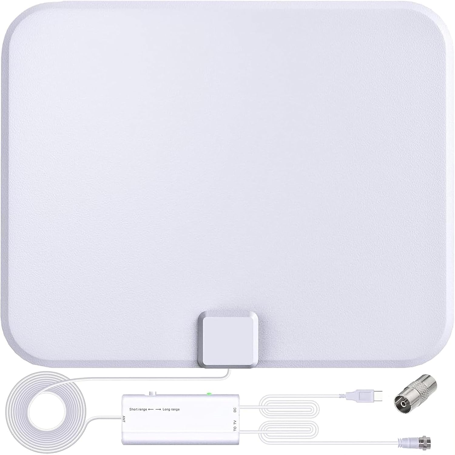 TV Antenna for Smart TV Indoor, TV Antenna for Local Channels,Support 4K 1080p with Signal Booster, 18FT Coax HDTV Cable (White)