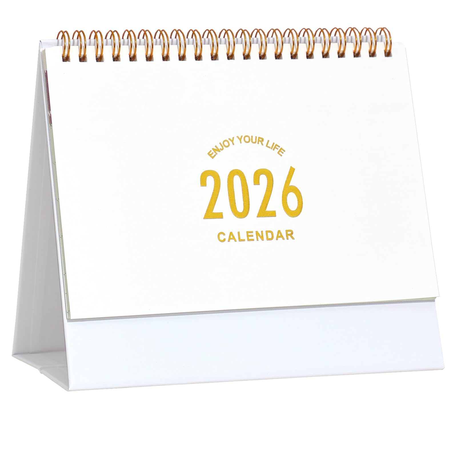 Small Desk Calendar 2025, Desktop Calendar from July 2025 to Dec 2026, Metal Ring Twin-Wire Binding Monthly Desktop Calendar for Home Office School (White)