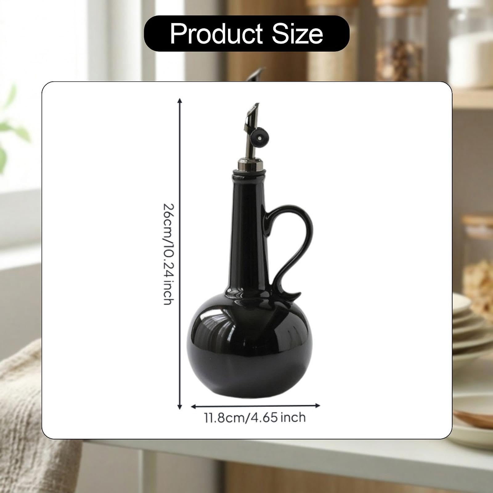 Dispensador de Vinagre, Botella Dispensadora de Aceite, Recipiente de Cerámica para Aceite Y Vinagre, Aceitera de Oliva, de Acero Inoxidable, Negro, Individual