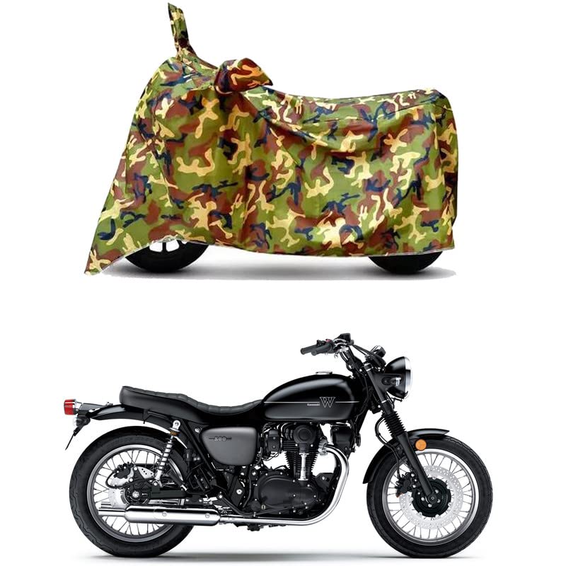 Image of Waterproof 100% PVC Coated Full Bike Scooty Two Wheeler Body Cover Compatible for KawasaW800 BS6 /UV-Rays /Heat Protection /Birds Dropping /Scratchproof /Dust Proof s[6X6 Jungle Print]