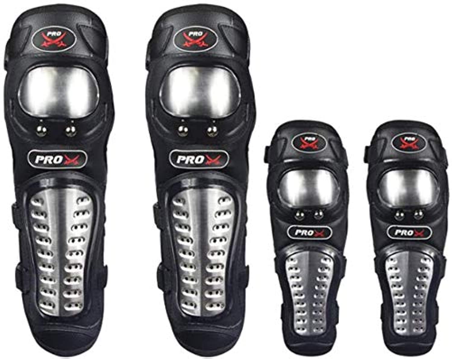 luckstar Knee Pads Motorcycle,4Pcs Adults Alloy Steel Motorcycle ATV Motocross Elbow Knee Shin Guards Protector Motocross Racing for Adult